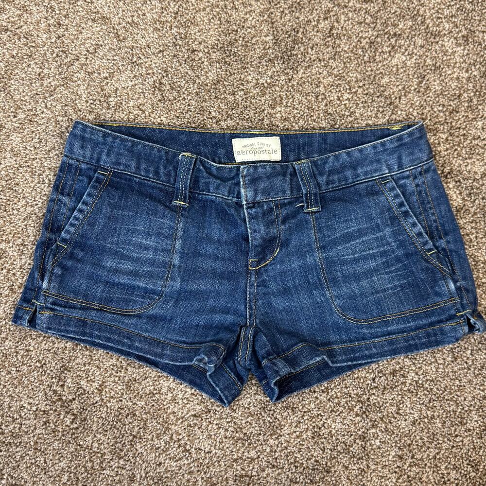 Aeropostale Y2K Micro Mini Booty Shorts Denim Size 0 Waist 26 Lounge Summer 2011